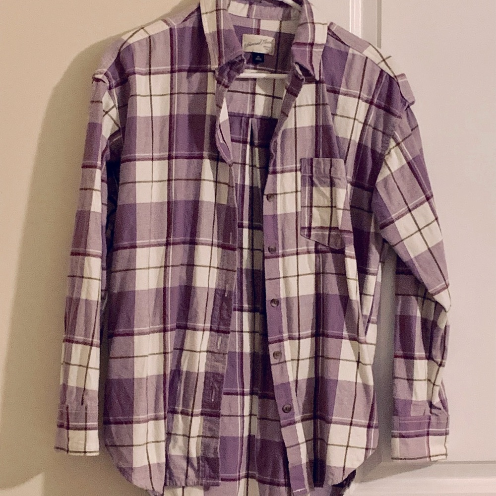 Purple plaid flannel XS